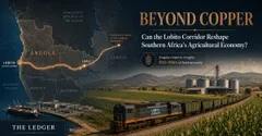 The Lobito Corridor from Angola's Atlantic coast through inland agricultural regions toward Zambia and the DRC.
